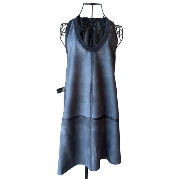Zadig & Voltaire Room Cuir Lamb Leather Navy Blue Sleeveless Mini Dress Small - Picture 10 of 12